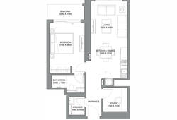 1 bedroom with study